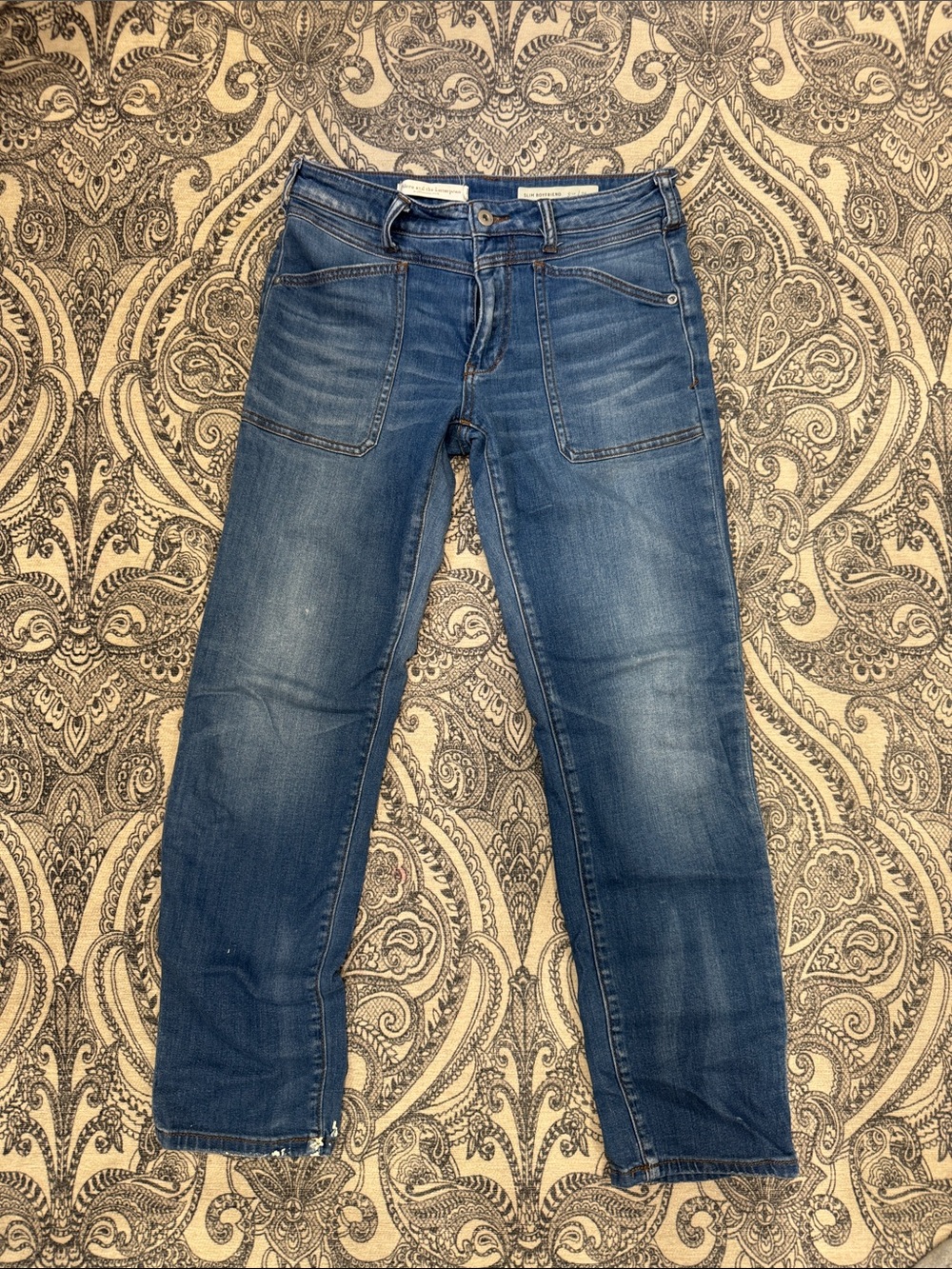 Pilcro and the Letterpress Slim Boyfriend Medium Blue Boyfriend Jeans